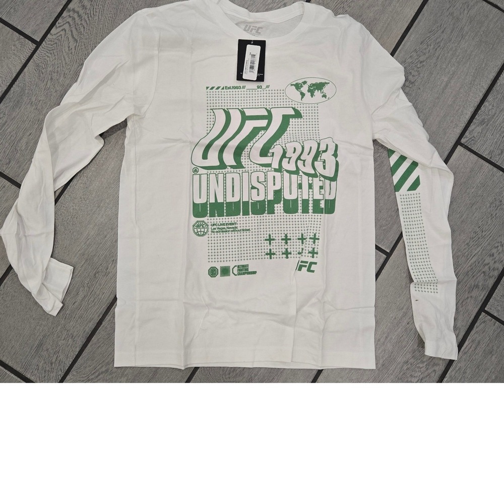 UFC Undisputed 1993 Graphic Long Sleeve T-Shirt White Green Mens Small NEW